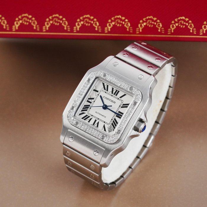 Cartier - Santos Galbee Diamond Bezel - W20098D6 - Homme - 2010-2020