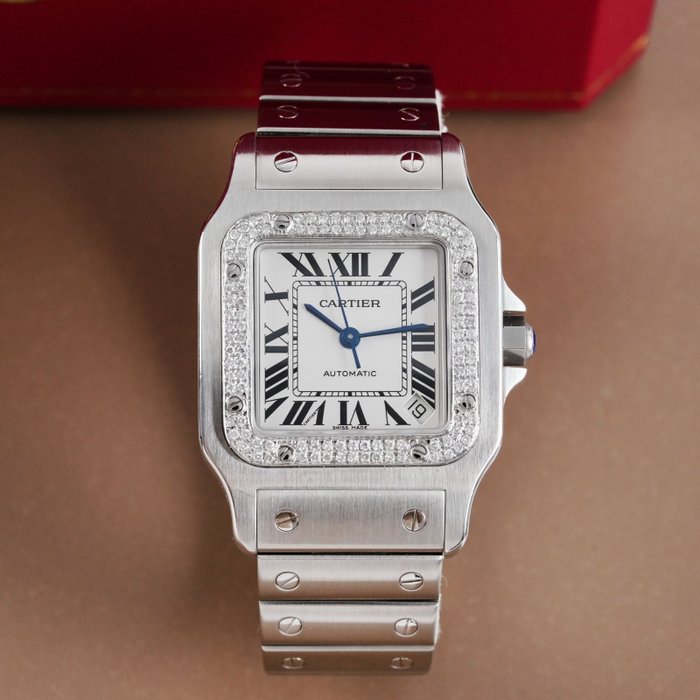 Cartier - Santos Galbee Diamond Bezel - W20098D6 - Homme - 2010-2020