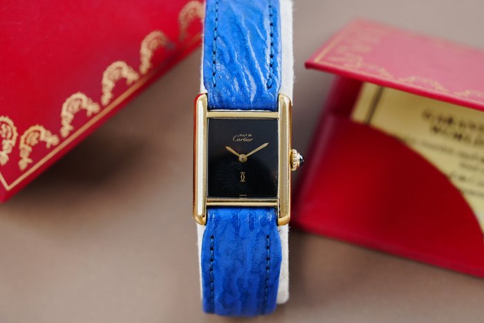 Cartier - Must De Cartier Tank Black Dial - 3187 - Femme - 1990-1999