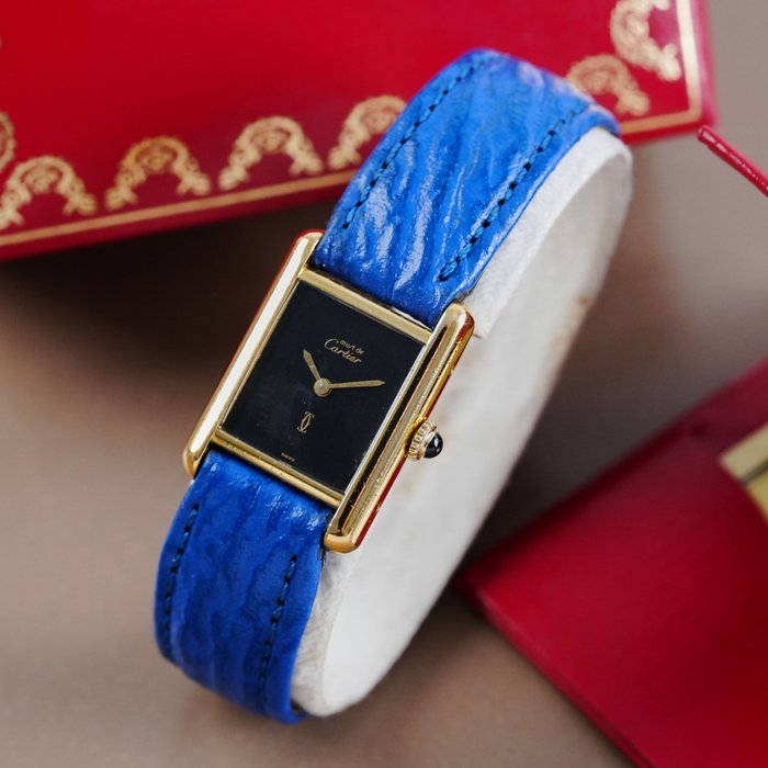 Cartier - Must De Cartier Tank Black Dial - 3187 - Femme - 1990-1999