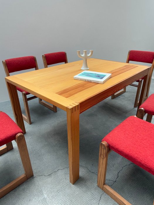 Chaise - Bois de pin, Textile - Table à manger et 6 chaises
