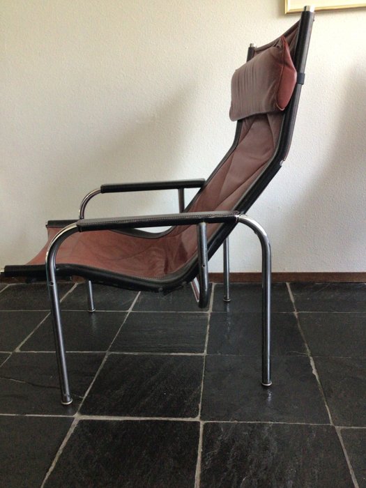 Strässle - Hans Eichenberger - Fauteuil (2) - Il-1106 - cuir, tube en acier - Chaise longue