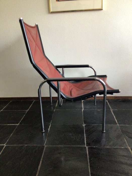 Strässle - Hans Eichenberger - Fauteuil (2) - Il-1106 - cuir, tube en acier - Chaise longue
