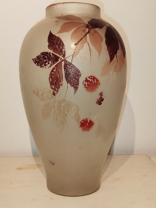JEM éleve de François Théodore Legras (1839-1916) - Grand vase signé - - Vase à fleur unique - Verre
