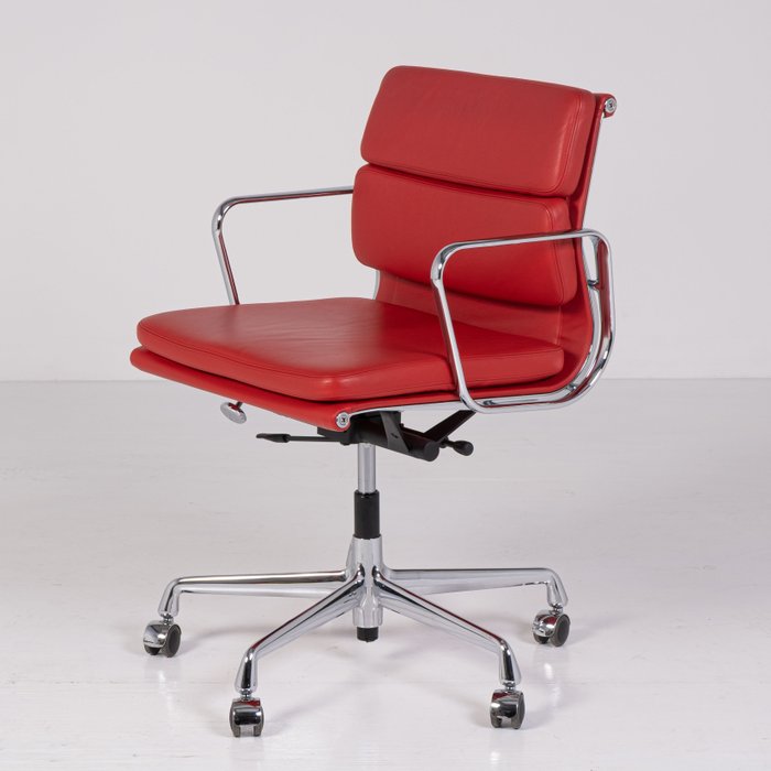 Vitra - Charles Eames, Ray Eames - Chaise de bureau - Coussinet souple - Aluminium, Cuir