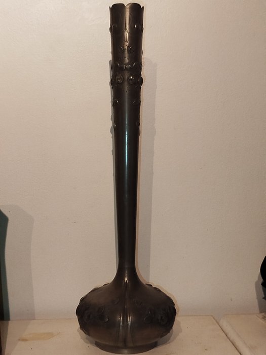 Vase à fleur unique - Pure pewter vase signed and stamped - 