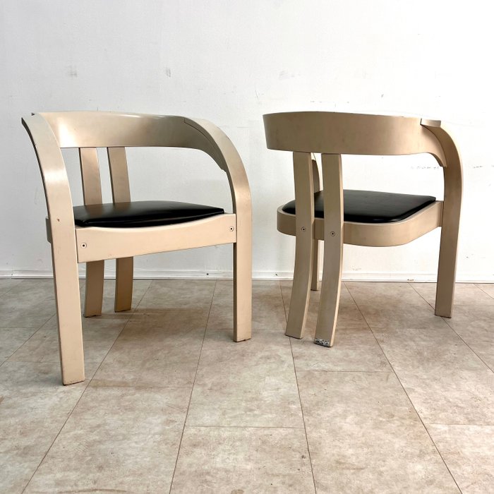 Poltronova - Giovanni & Giampiero Battista Bassi - Chaise (4) - Elisa - Bois, Cuir