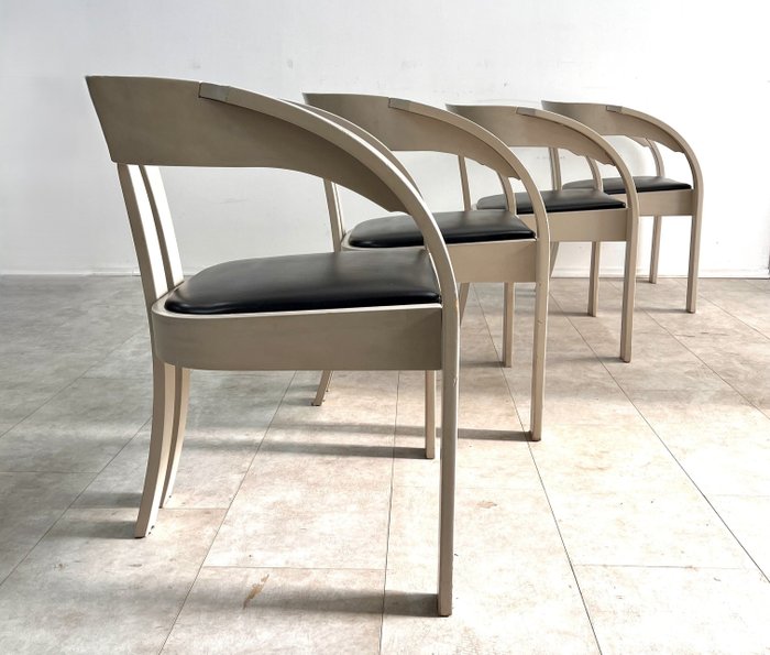 Poltronova - Giovanni & Giampiero Battista Bassi - Chaise (4) - Elisa - Bois, Cuir