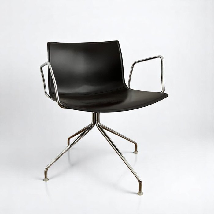 Arper - Lievore Altherr Molina - Chaise de bureau - Tapis 53 - Acier, Cuir, PVC - La chaise de bureau en cuir