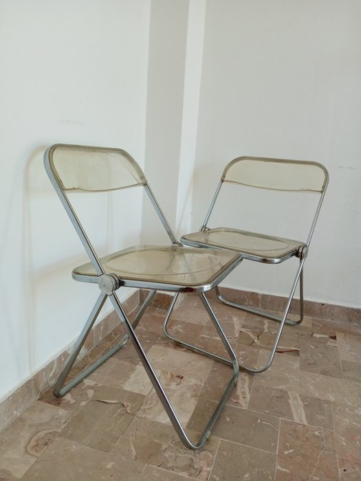 Anonima Castelli - Giancarlo Piretti - Chaise empilable (2) - PLIA fumé et chrome - Métal, Plastique - PLIA
