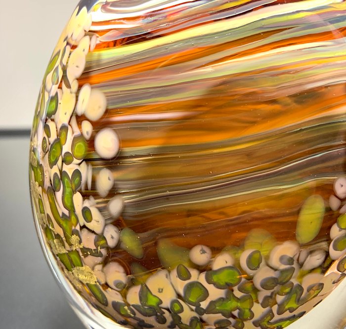 Maxence Parot - Vase - Vase unique couleurs opalines et Or - Verre