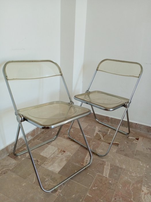 Anonima Castelli - Giancarlo Piretti - Chaise empilable (2) - PLIA fumé et chrome - Métal, Plastique - PLIA