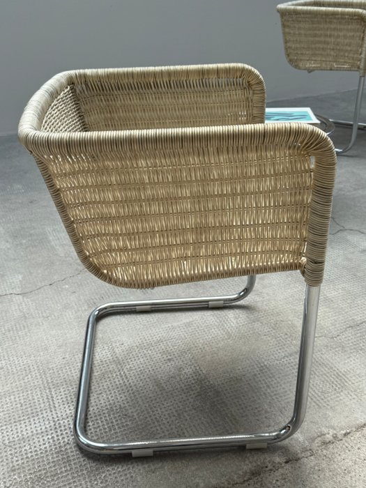 Tecta - William Dunkel - Chaise (2) - D44 - Tube en acier chromé, corde recouverte de caoutchouc - chaise cantilever / chaise cantilever