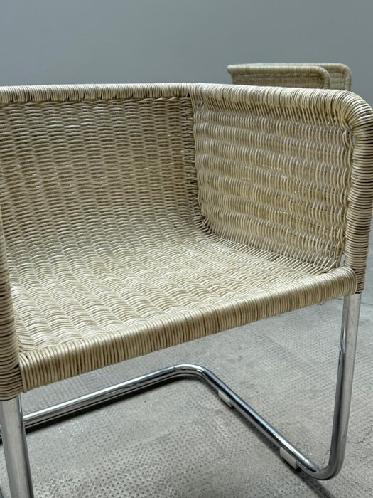 Tecta - William Dunkel - Chaise (2) - D44 - Tube en acier chromé, corde recouverte de caoutchouc - chaise cantilever / chaise cantilever
