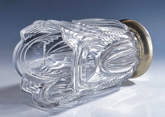 Vase - Grande vase art déco moderne français sur pieds métalliques en métal blanc : marqué Metal Blanc • 27 - Cristal