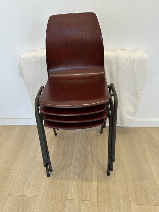 Flototto, Pagholz - Elmar Flototto - Chaise (4) - Contreplaqué, Métal