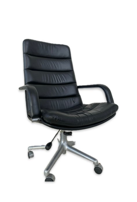 Artifort - Geoffrey D. Harcourt - Chaise de bureau - Chaise de bureau pivotante/tilt Artifort - Cuir de veau - Chaise Artifort G. Harcourt