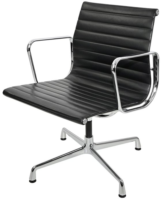 Vitra - Charles & Ray Eames - Fauteuil - EA108 - cuir - chrome - Chaise en aluminium Eames (1/2)