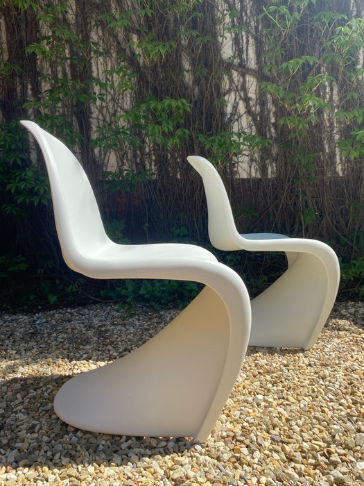 Vitra - Verner Panton - Chaise (2) - Chaise Panton - Polypropylène - Finition mate blanche