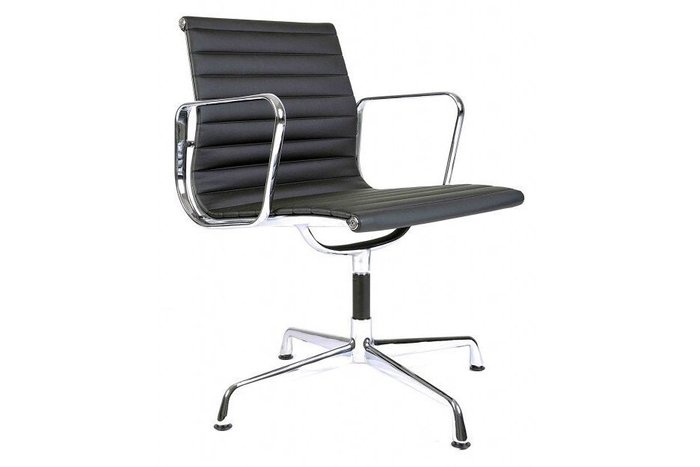 Vitra - Charles & Ray Eames - Fauteuil - EA108 - cuir - chrome - Chaise en aluminium Eames (1/2)
