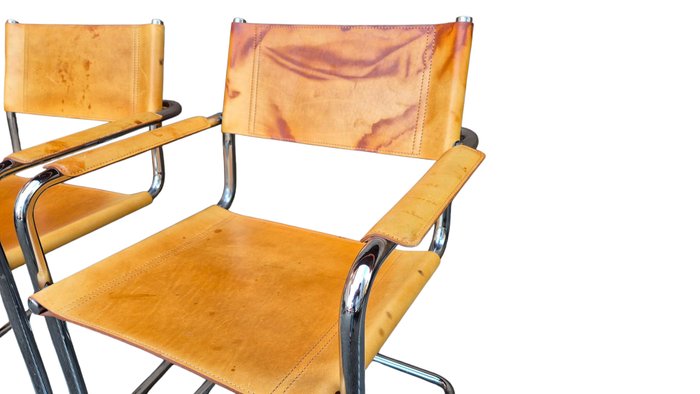 Matteo Grassi - Chaise (2) - MG5 - Cuir de veau - jaune moutarde
