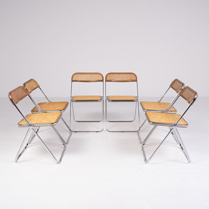 Anonima Castelli - Giancarlo Piretti - Chaise empilable (6) - Plia Canè - Acier, Bois