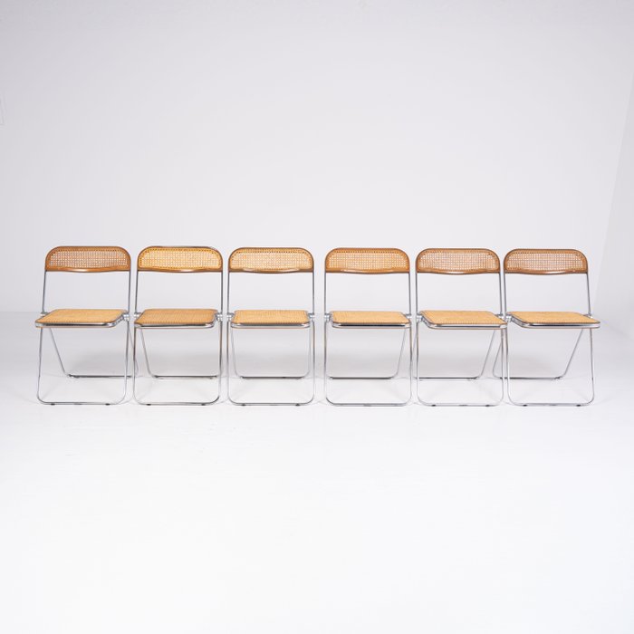 Anonima Castelli - Giancarlo Piretti - Chaise empilable (6) - Plia Canè - Acier, Bois