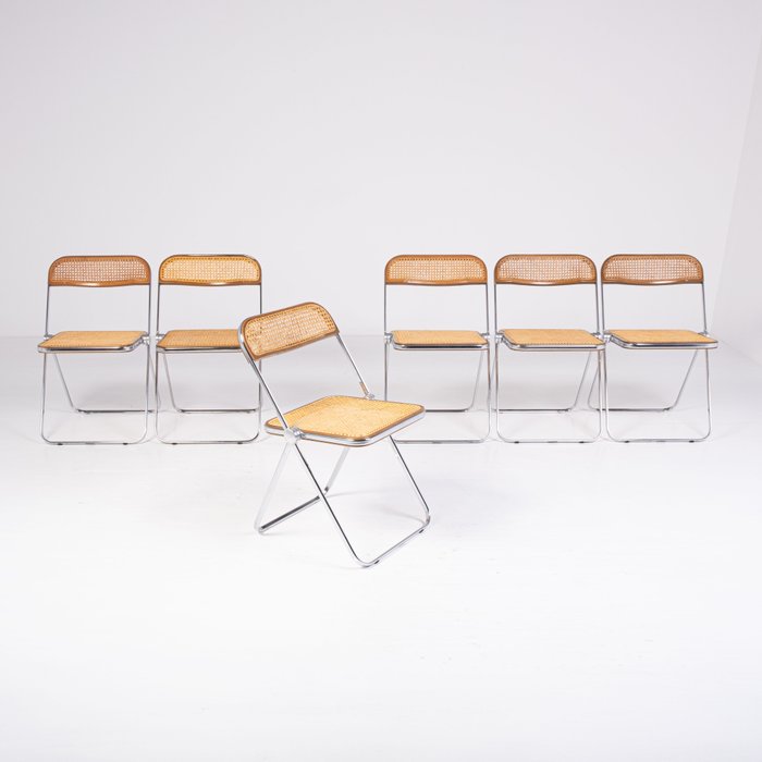 Anonima Castelli - Giancarlo Piretti - Chaise empilable (6) - Plia Canè - Acier, Bois