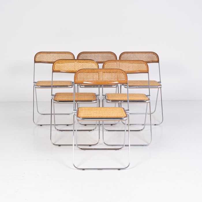 Anonima Castelli - Giancarlo Piretti - Chaise empilable (6) - Plia Canè - Acier, Bois
