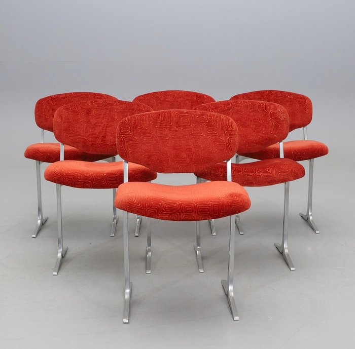 Ligne Roset - Pierre Pichard - Chaise (6) - Aluminium, peluche