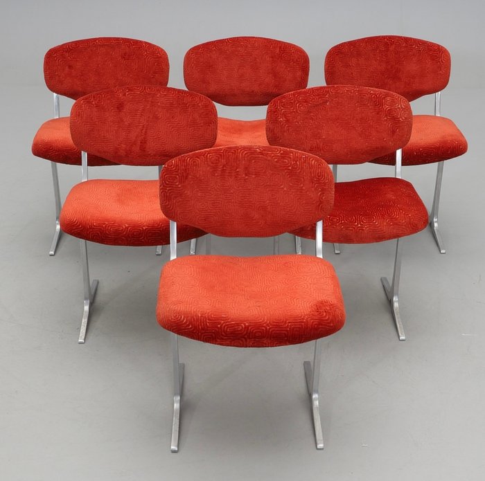Ligne Roset - Pierre Pichard - Chaise (6) - Aluminium, peluche