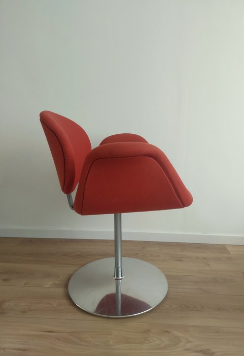 Artifort - Pierre Paulin - Fauteuil - Chaise tulipe - Aluminium, Bois, Chrome - Fauteuil tournant Tulipe