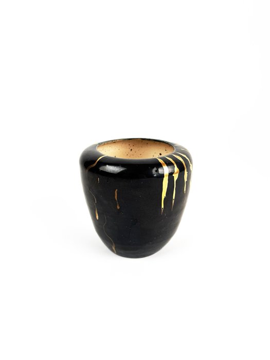 Minimaliste Récipient - Grès - 2025 - Vase en céramique Black Gold - Sandra Vas