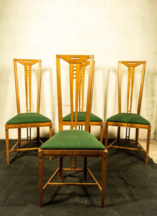 Giorgetti - Umberto Asnago Ambrogio Pozzi - Chaise (4) - Chaise avec dossier haut - Bois