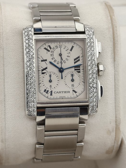 Cartier - Tank Française Chronograph Daimond - - 2303 - Unisexe - 2000-2010