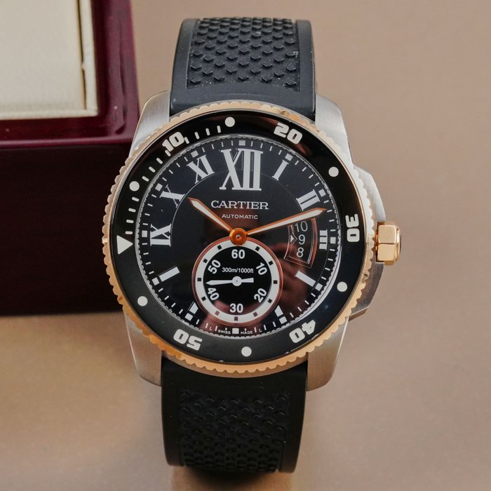 Cartier - Calibre De Cartier Diver 18k Rose Gold and Steel - W7100055 - Homme - 2010-2020