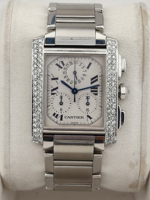 Cartier - Tank Française Chronograph Daimond - - 2303 - Unisexe - 2000-2010