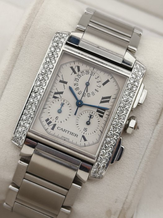 Cartier - Tank Française Chronograph Daimond - - 2303 - Unisexe - 2000-2010