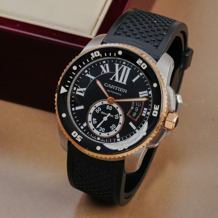 Cartier - Calibre De Cartier Diver 18k Rose Gold and Steel - W7100055 - Homme - 2010-2020