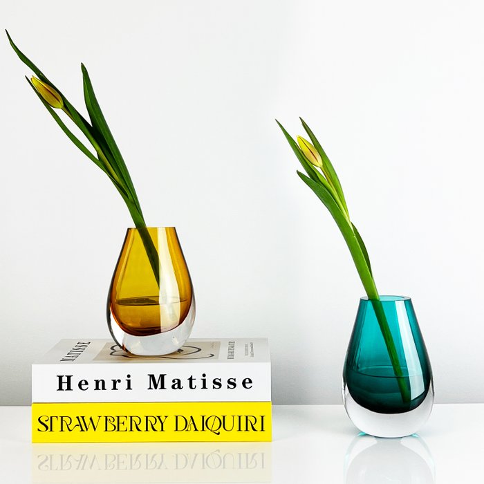 Cloudnola - Vase - Ensemble de 2 - Vases en verre soufflé à la bouche Art Cloudnola - Fabriqués à la main - Verre