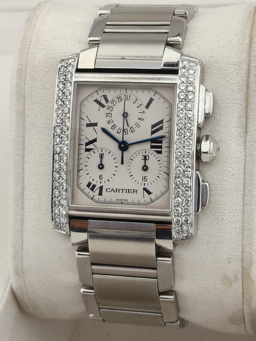 Cartier - Tank Française Chronograph Daimond - - 2303 - Unisexe - 2000-2010