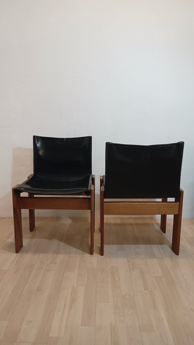 Molteni - Afra Scarpa, Tobia Scarpa - Chaise (4) - moine - Bois, Cuir