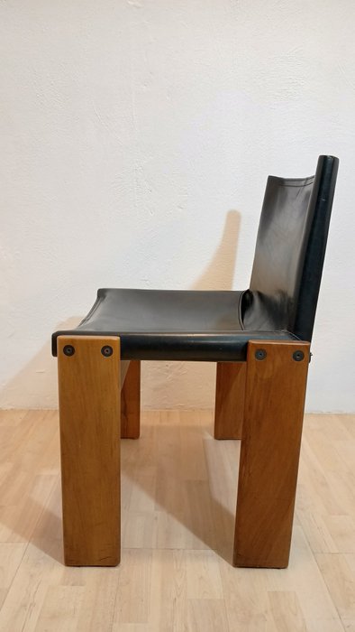Molteni - Afra Scarpa, Tobia Scarpa - Chaise (4) - moine - Bois, Cuir