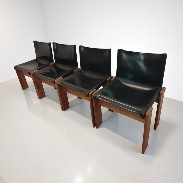 Molteni - Afra Scarpa, Tobia Scarpa - Chaise (4) - moine - Bois, Cuir