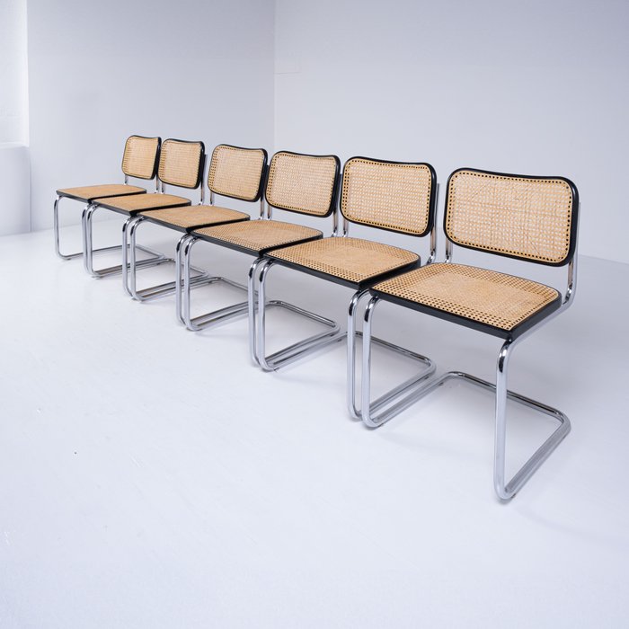 Gavina - Marcel Breuer - Chaise (6) - Cesca - Acier, paille de Vienne