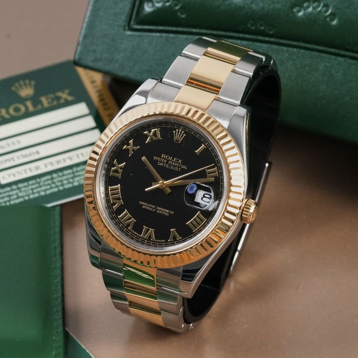Rolex - Datejust II Two Tone Black Roman - 116333 - Homme - 2014