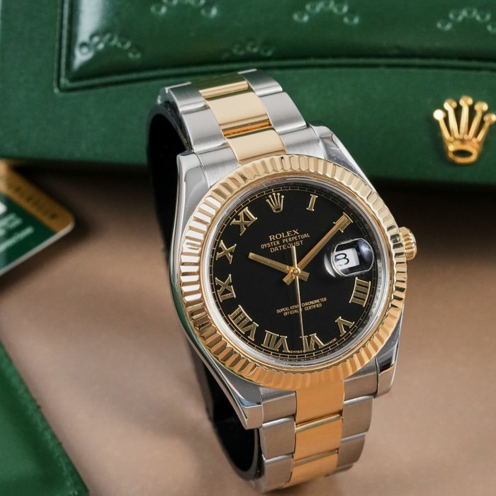 Rolex - Datejust II Two Tone Black Roman - 116333 - Homme - 2014