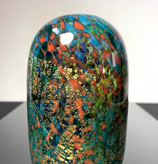 Maxence Parot - Vase - Vase unique couleurs et Or - Verre