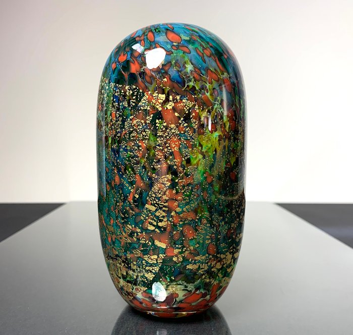 Maxence Parot - Vase - Vase unique couleurs et Or - Verre