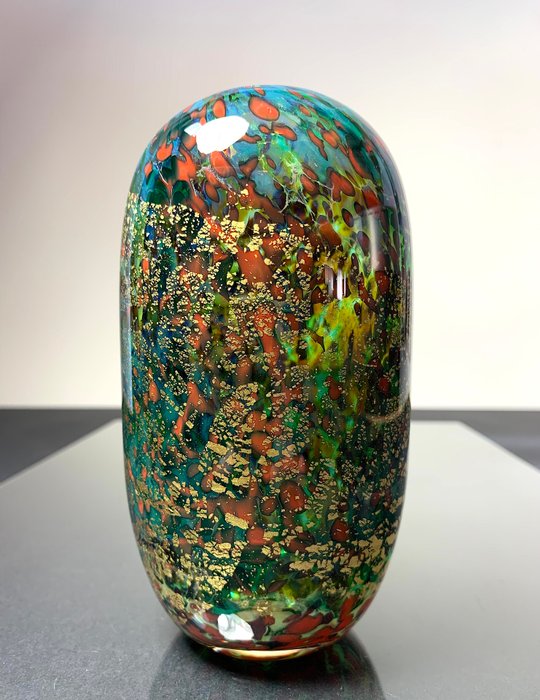 Maxence Parot - Vase - Vase unique couleurs et Or - Verre